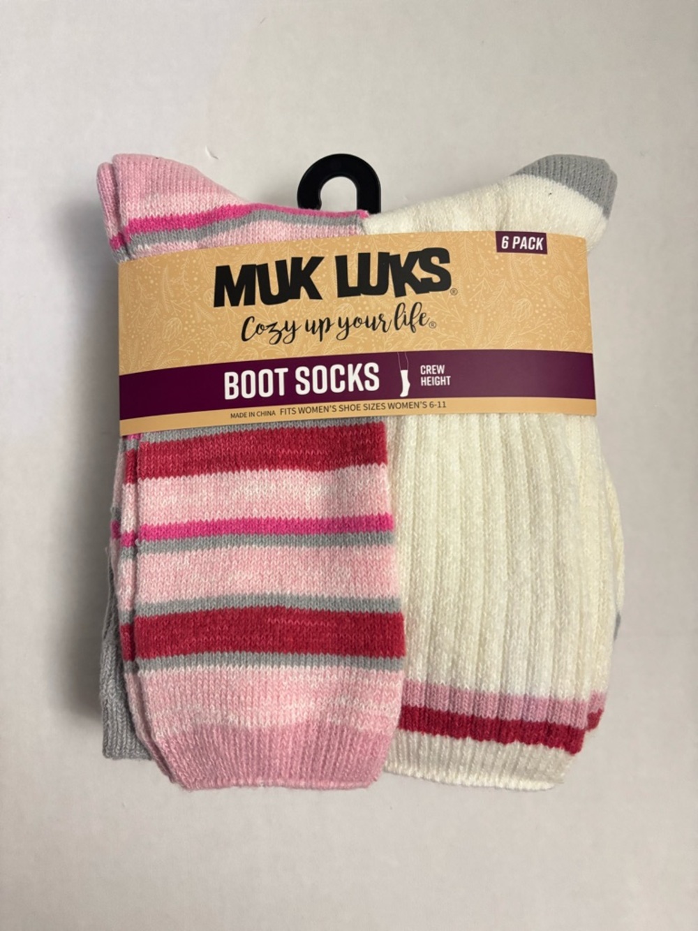 New! 6 Pairs Muk Luka Cozy Up Your Life  Boot Socks Crew Women’s 6-11